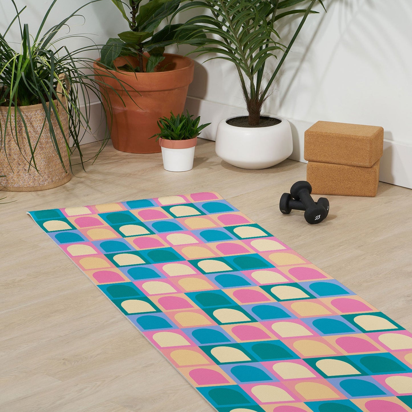 Colour Poems Checker Arches I Pastel Tones Yoga Mat