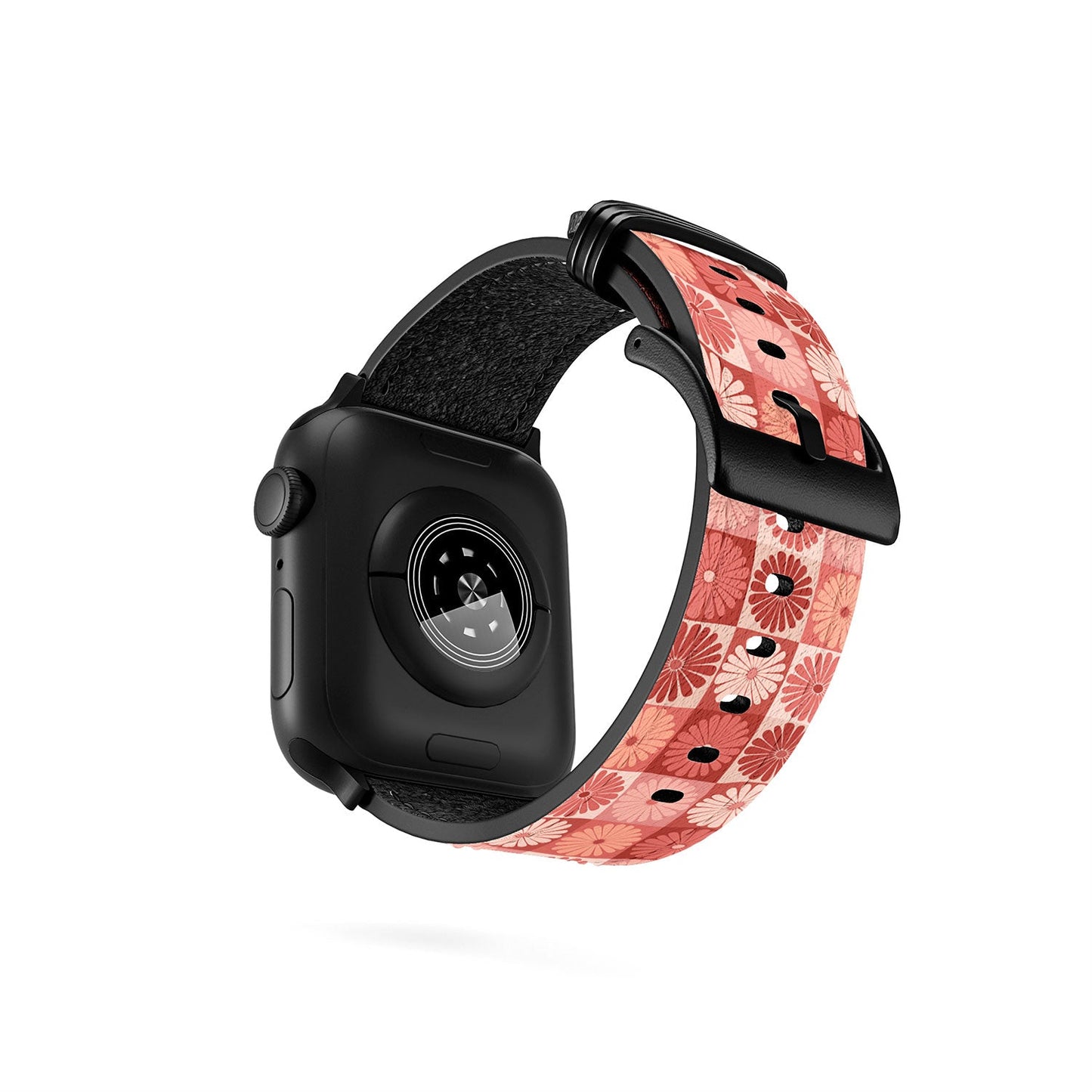 Colour Poems Checker Daisies I Red Pink Apple Watch Band