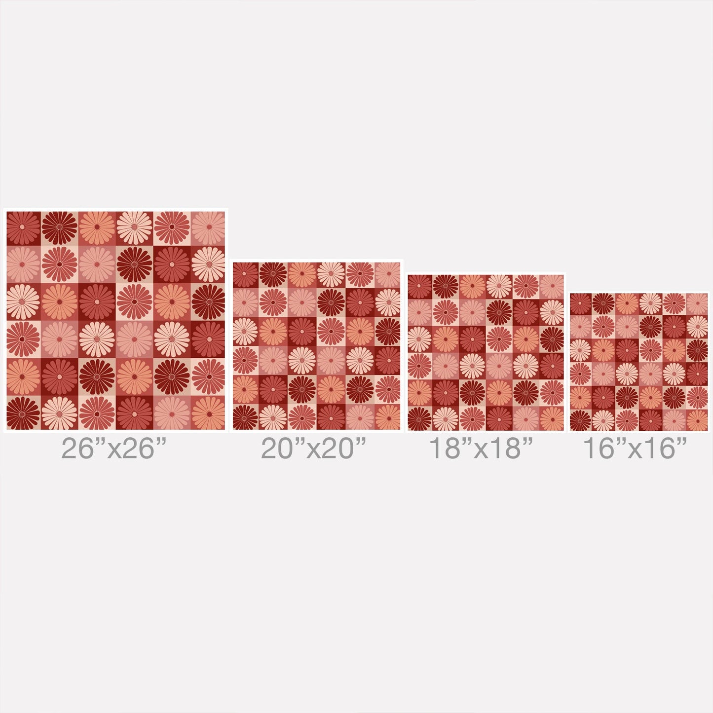 Colour Poems Checker Daisies I Red Pink Outdoor Throw Pillow