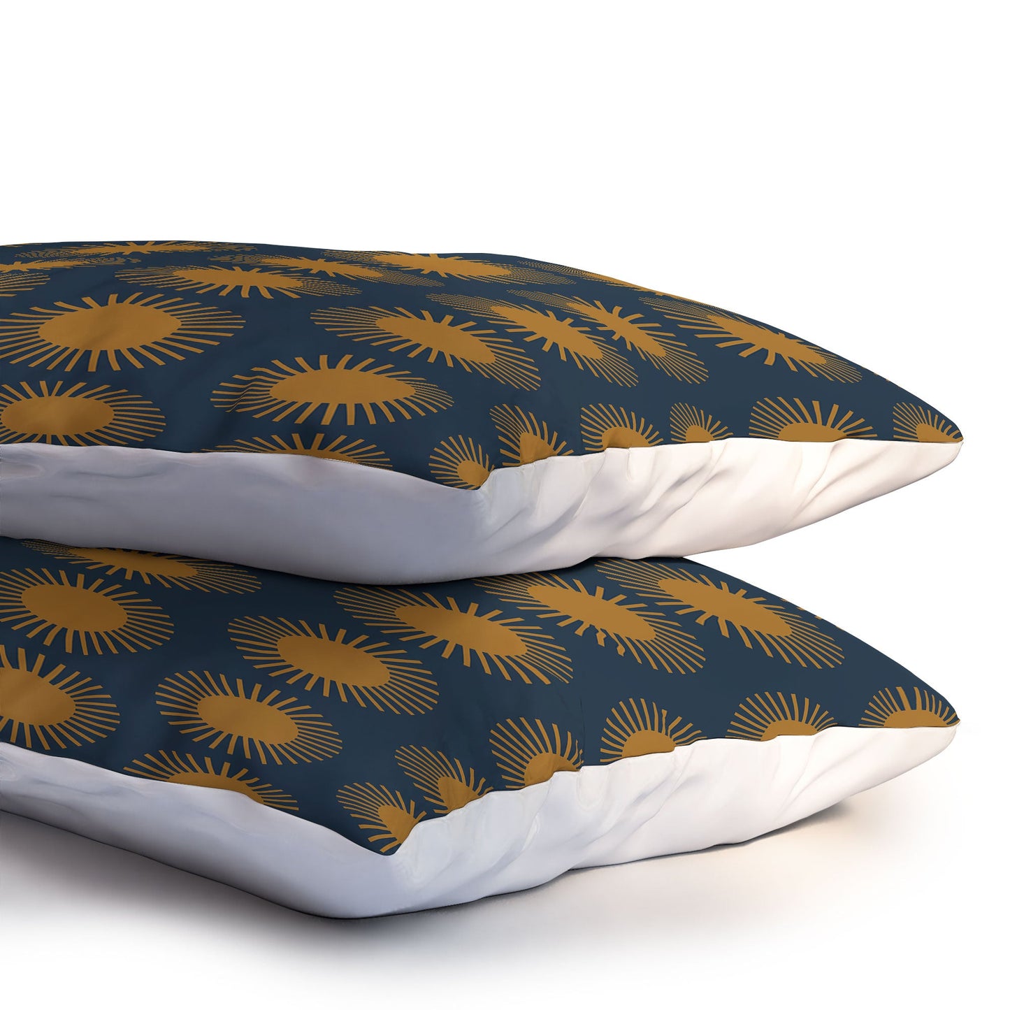 Colour Poems Cheerful Sun Pattern Navy Blue Pillow Shams