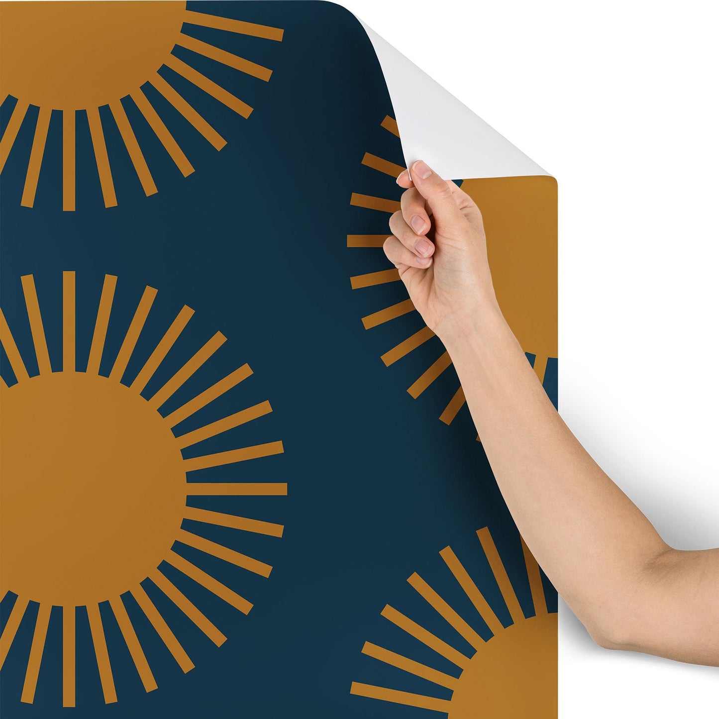 Colour Poems Cheerful Sun Pattern Navy Blue Wallpaper