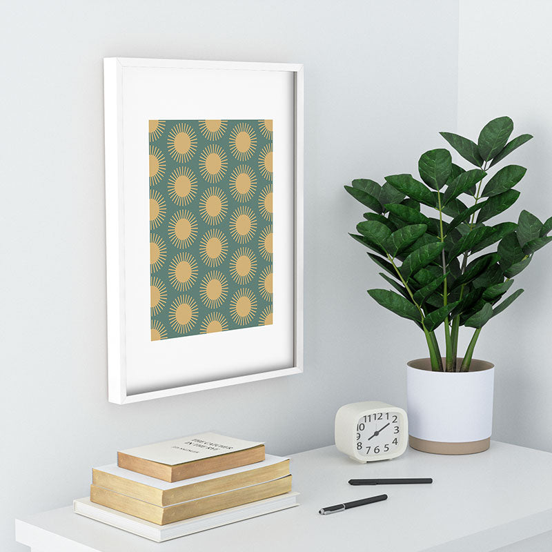 Colour Poems Cheerful Sun Pattern Sage Recessed Framing Rectangle