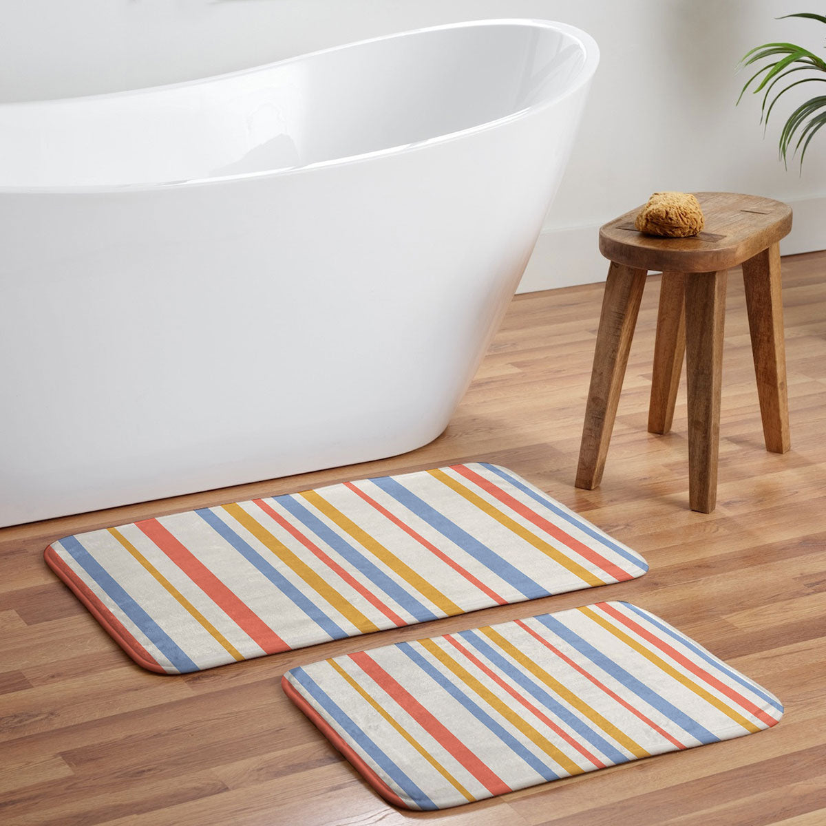 Colour Poems Classic Retro Stripes III Memory Foam Bath Mat