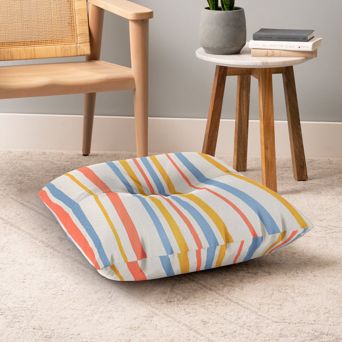 Colour Poems Classic Retro Stripes III Floor Pillow Square