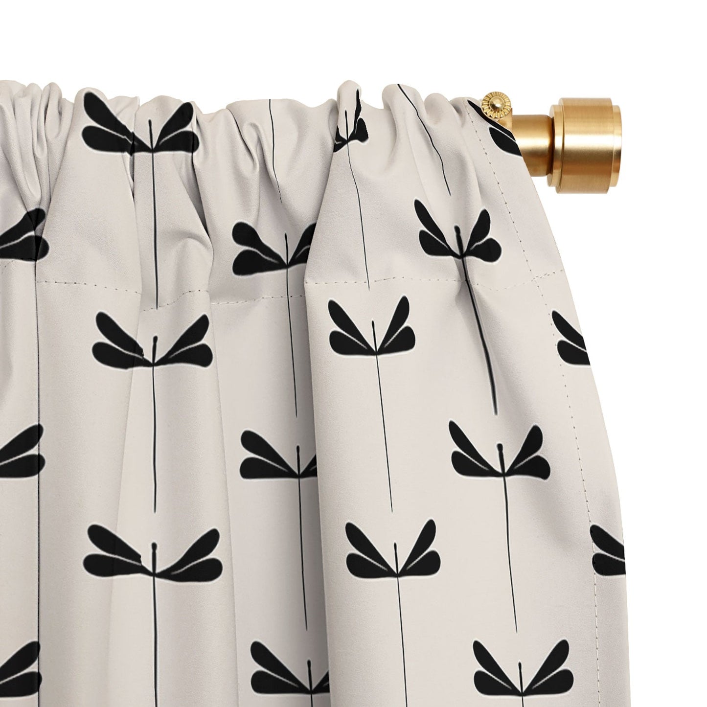 Colour Poems Dragonfly Pattern Black White Blackout Window Curtain