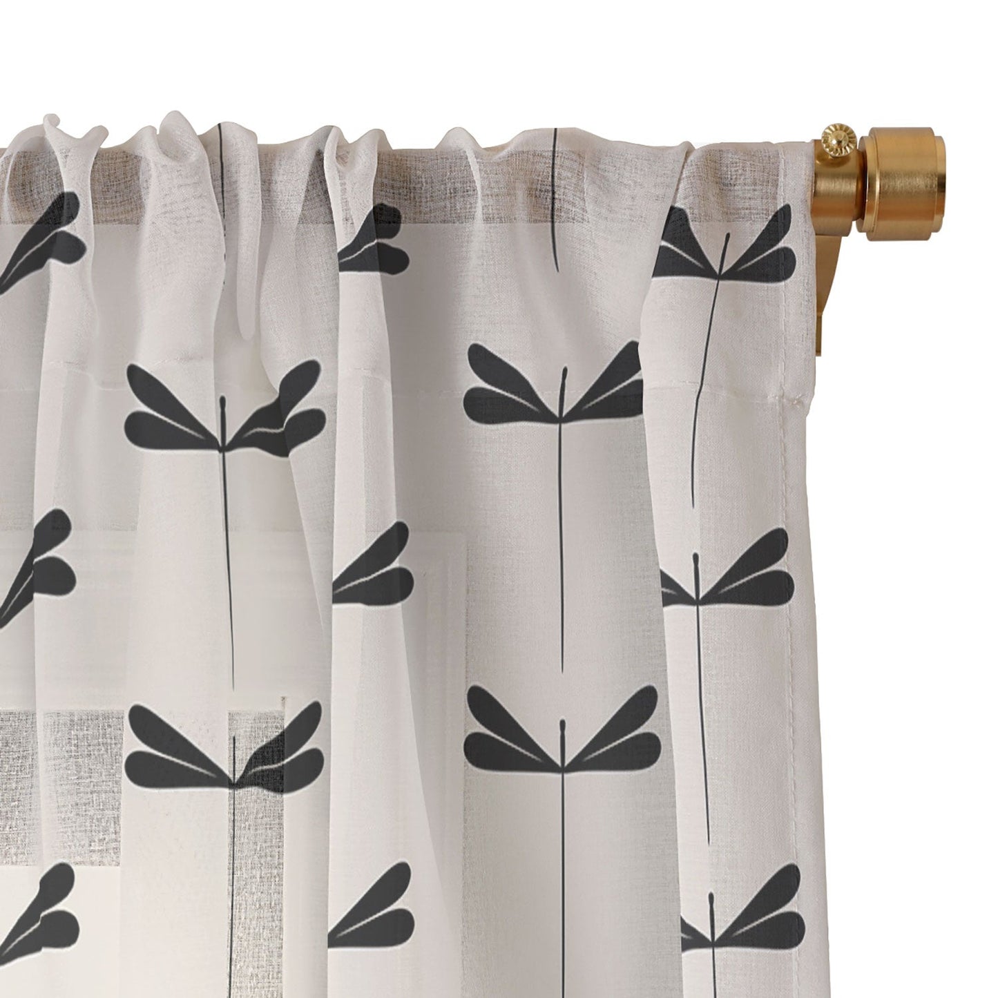 Colour Poems Dragonfly Pattern Black White Sheer Non Repeat