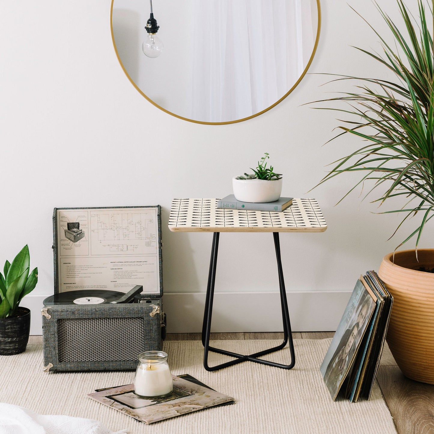 Colour Poems Dragonfly Pattern Black White Side Table