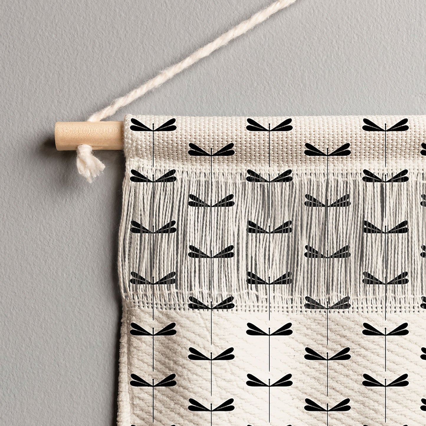Colour Poems Dragonfly Pattern Black White Wall Hanging Landscape