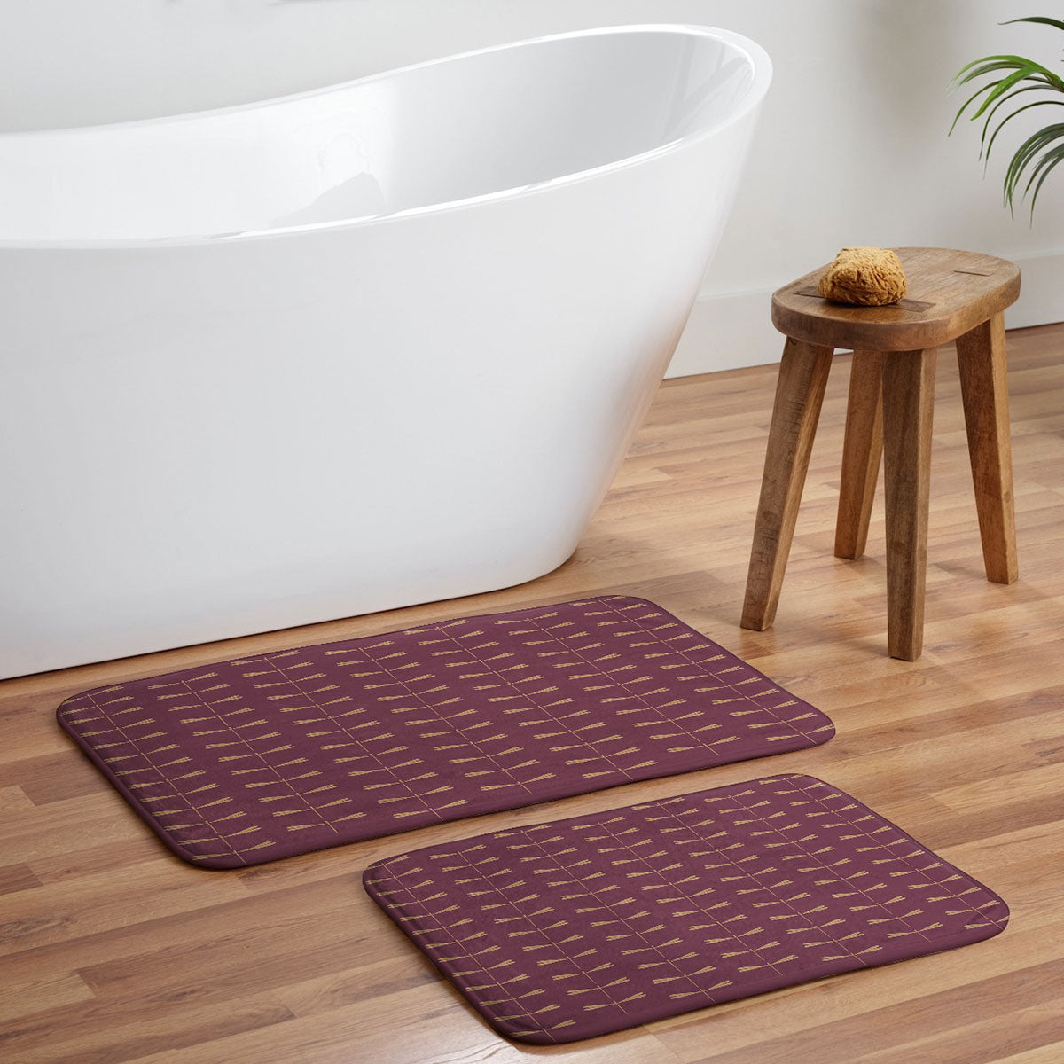 Colour Poems Dragonfly Pattern Mauve Memory Foam Bath Mat