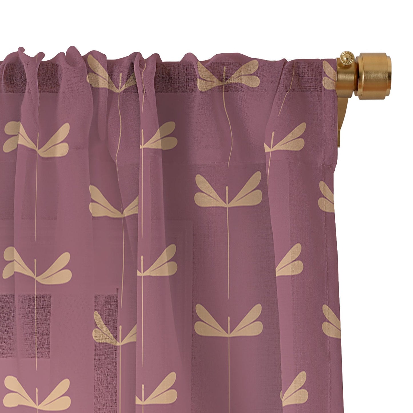 Colour Poems Dragonfly Pattern Mauve Sheer Window Curtain