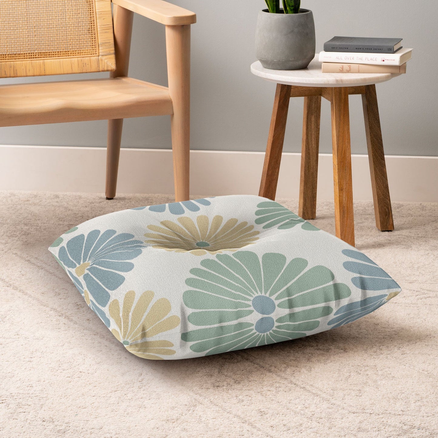 Colour Poems Retro Daisy Multicolor I Floor Pillow Square