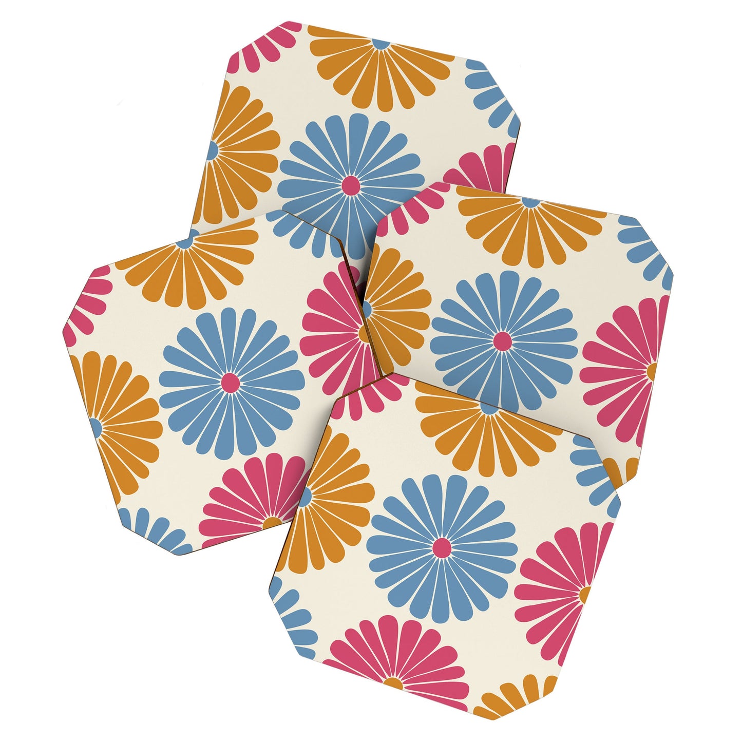 Colour Poems Retro Daisy Multicolor II Coaster Set
