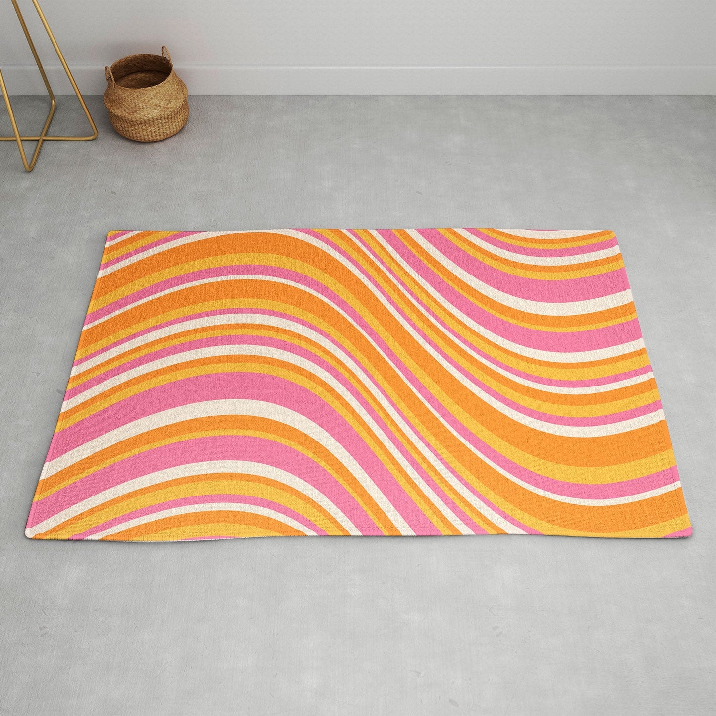 Colour Poems Wavy Retro Stripes III Area Rug