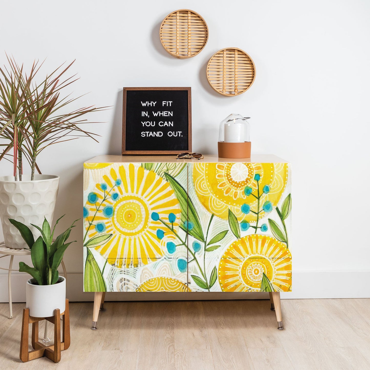 Cori Dantini Sun Burst Flowers Credenza