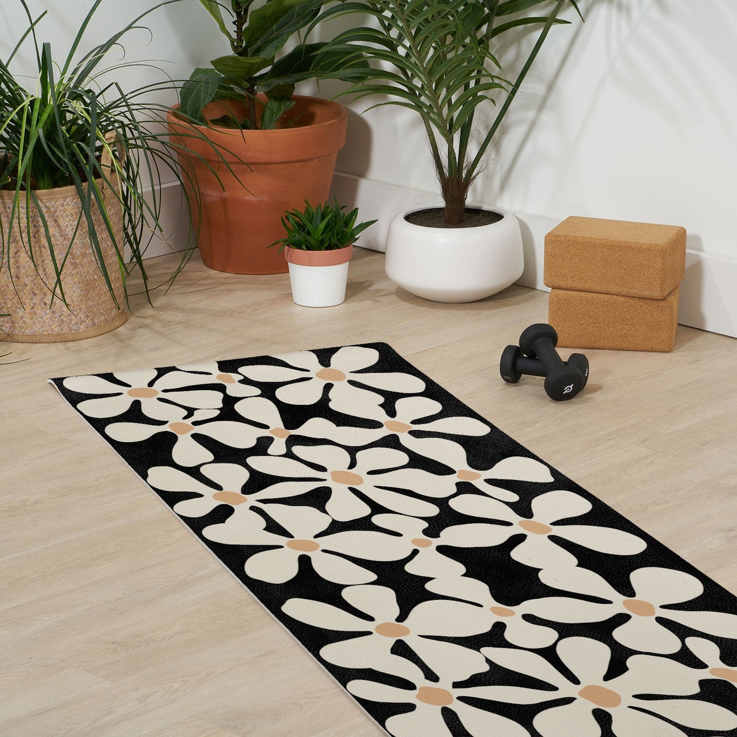 DorisciciArt Midnight Bohemian Floral Yoga Mat