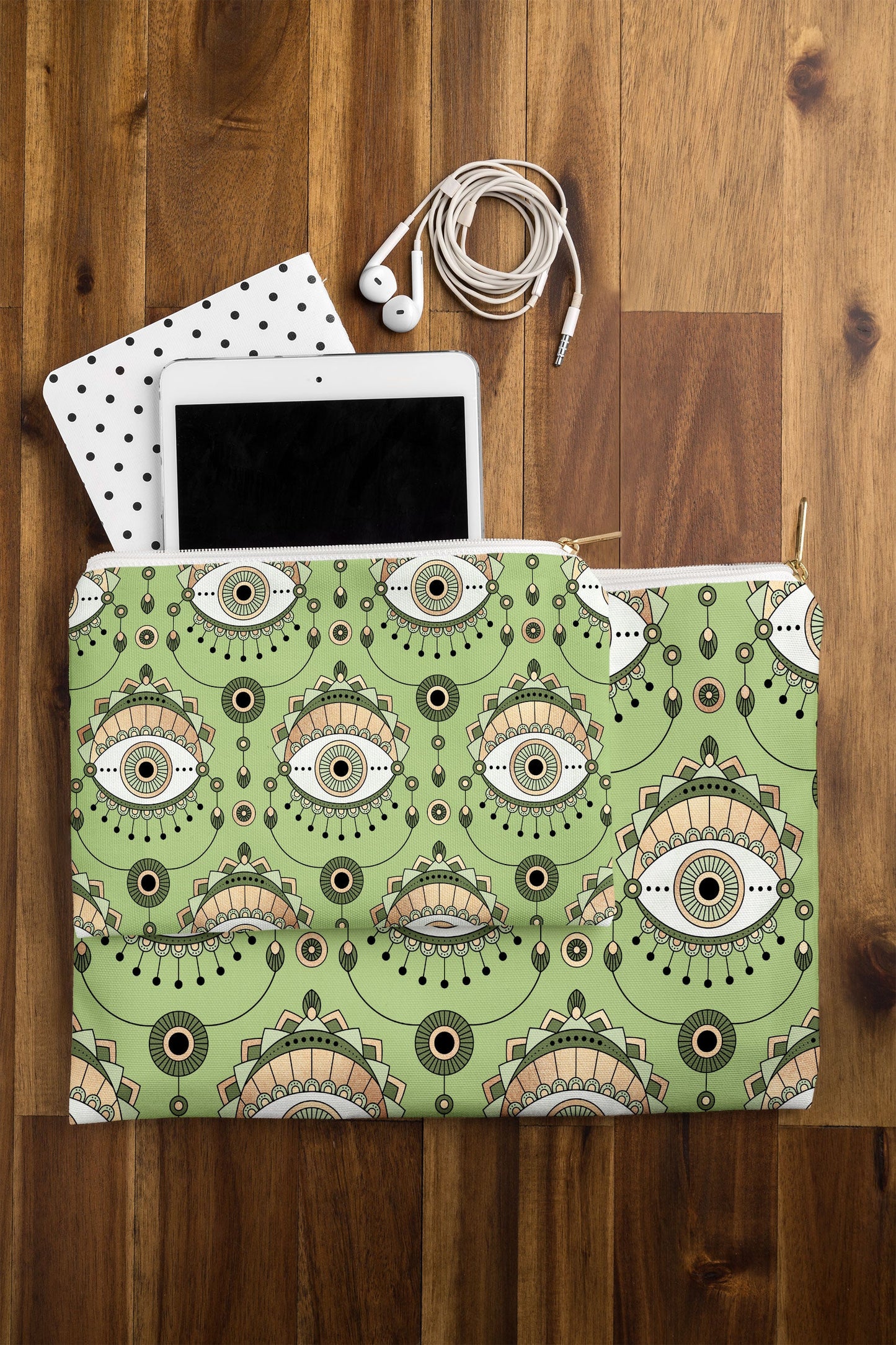 Elisabeth Fredriksson Eye Pattern Green Pouch