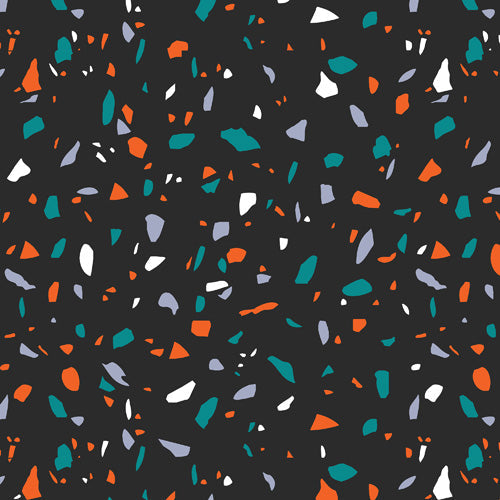 Emanuela Carratoni Black Terrazzo Shower Curtain
