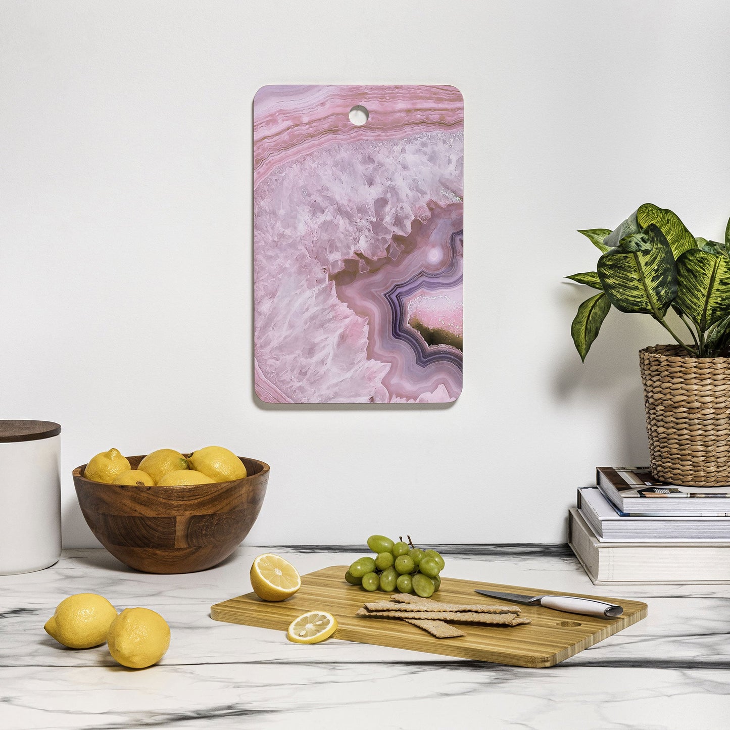 Emanuela Carratoni Pale Pink Agate Cutting Board Rectangle