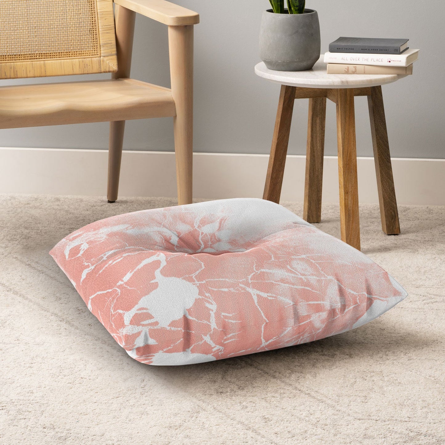 Emanuela Carratoni Pink Marble with White Floor Pillow Square