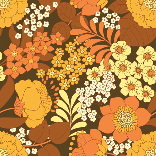 Eyestigmatic Design Brown Yellow Orange Ivory Retro Shower Curtain