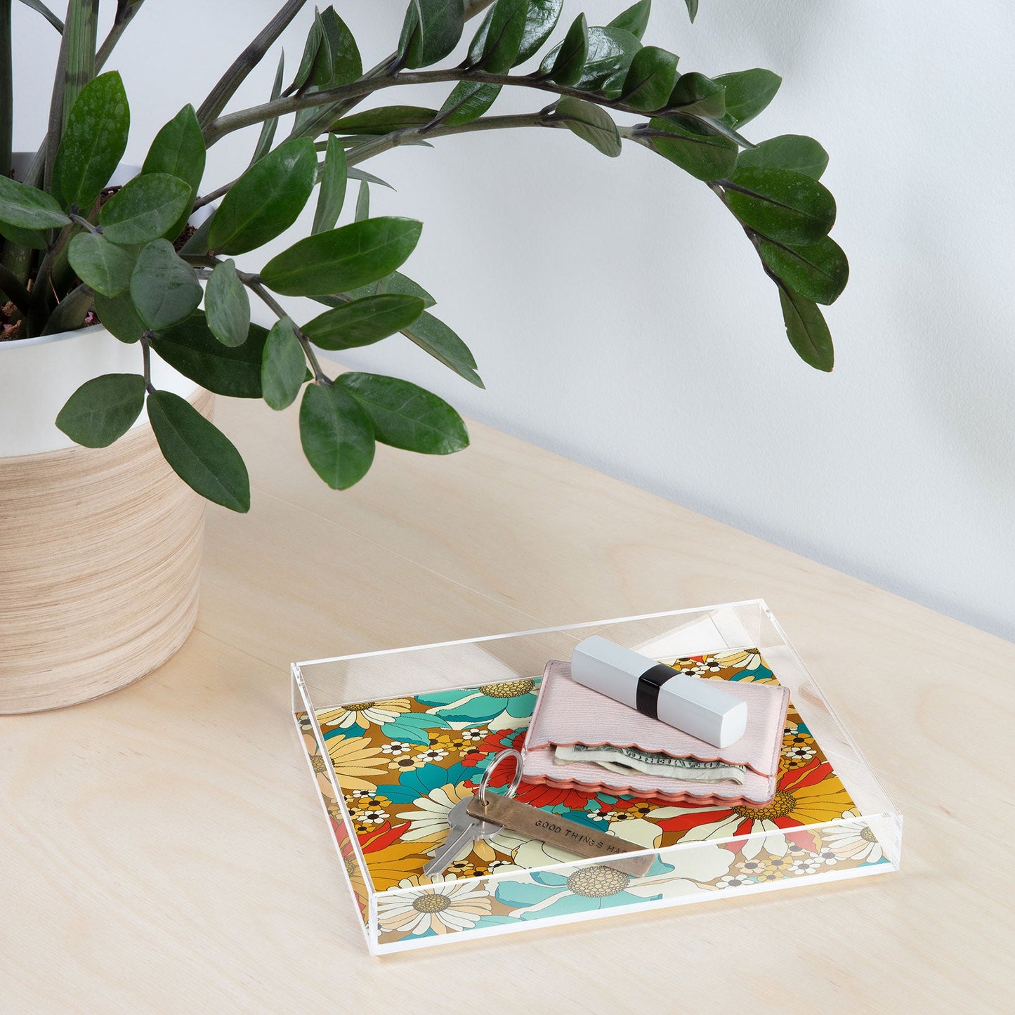 Eyestigmatic Design Red Orange Turquoise Brown Retro Acrylic Tray