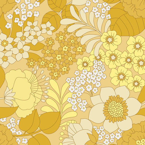 Eyestigmatic Design Yellow Ivory Brown Retro Floral Shower Curtain