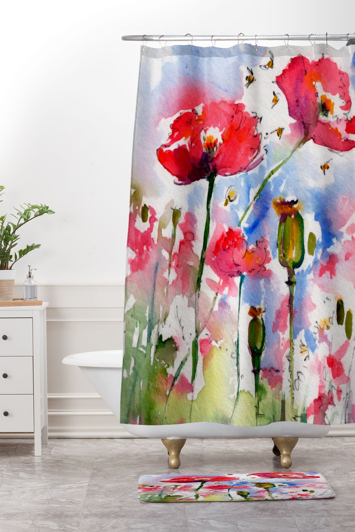 Ginette Fine Art My Lovely Garden Shower Curtain And Mat