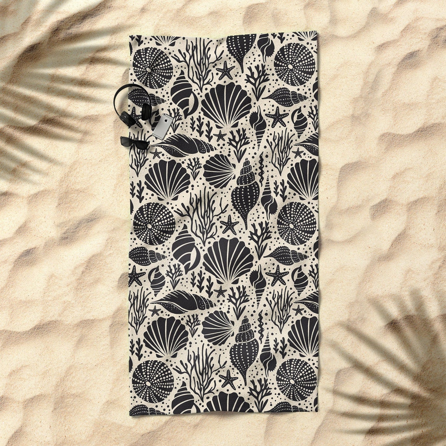 Heather Dutton Washed Ashore Ivory Charcoal Beach Towel