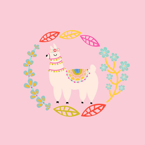 Hello Sayang Lola Llama Pink Shower Curtain