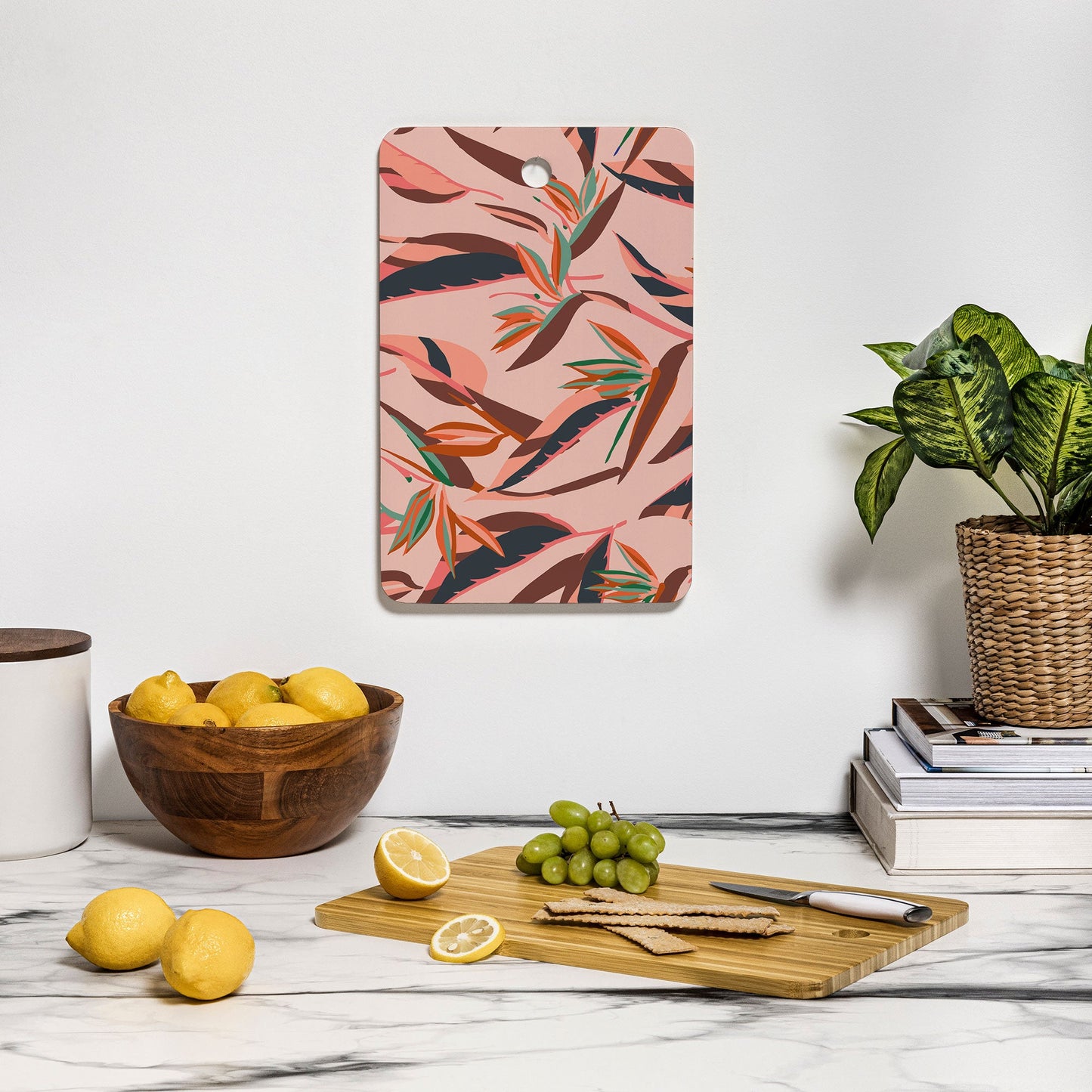 Holli Zollinger ANTHOLOGY OF PATTERN ELLE BIRD OF PARADISE PINK Cutting Board Rectangle