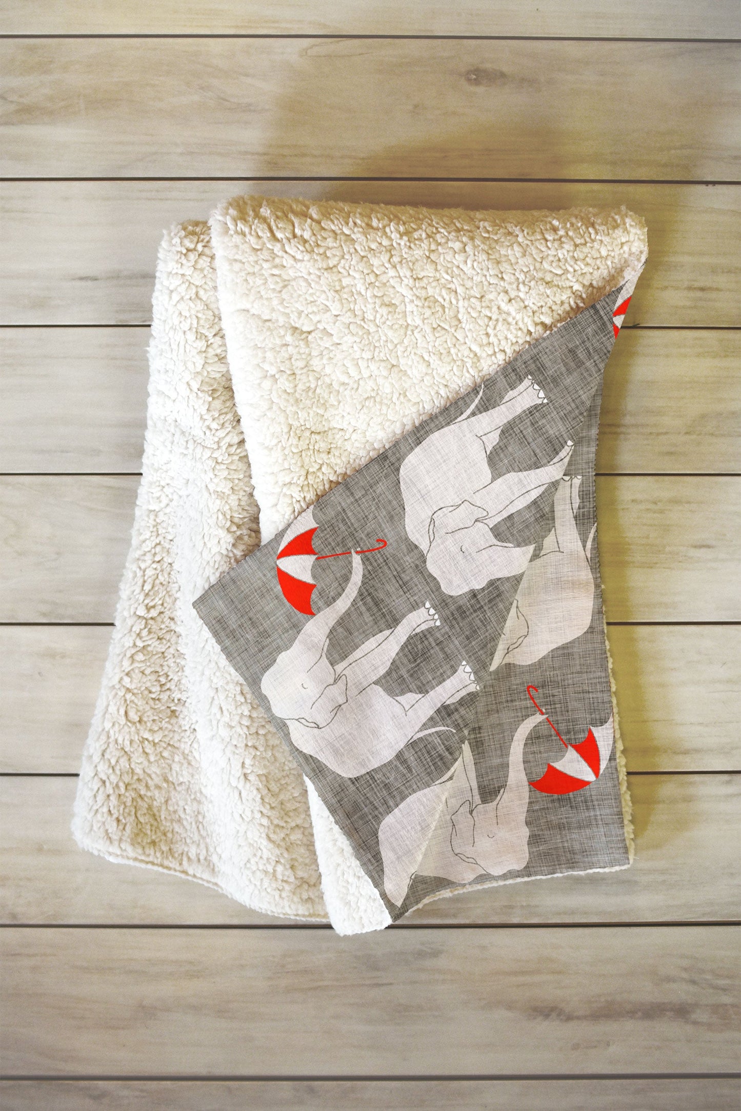 Holli Zollinger Elephant And Umbrella Fleece Throw Blanket