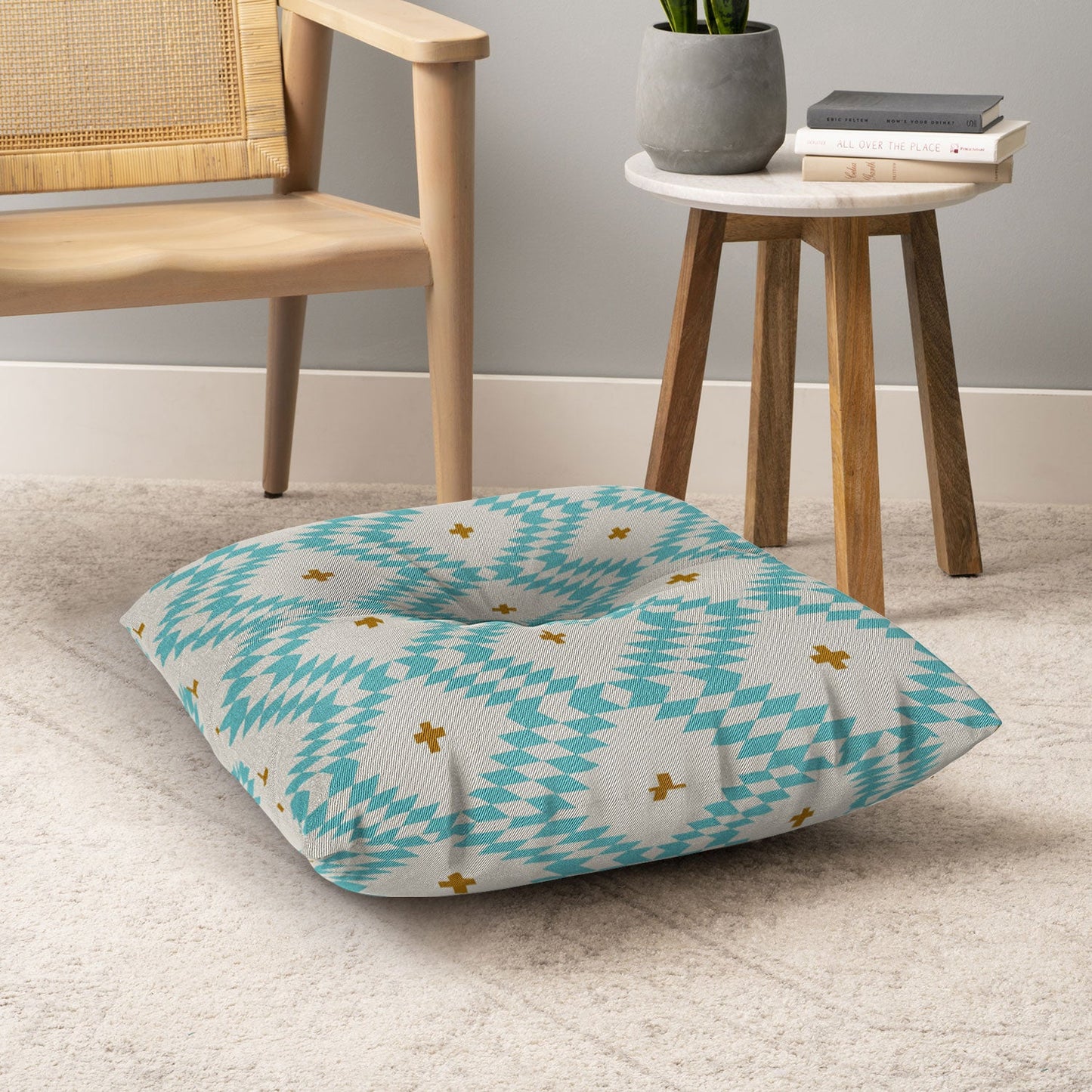Holli Zollinger Native Natural Plus Turquoise Floor Pillow Square