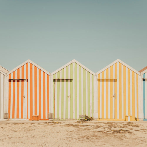 Ingrid Beddoes Beach Huts II Shower Curtain