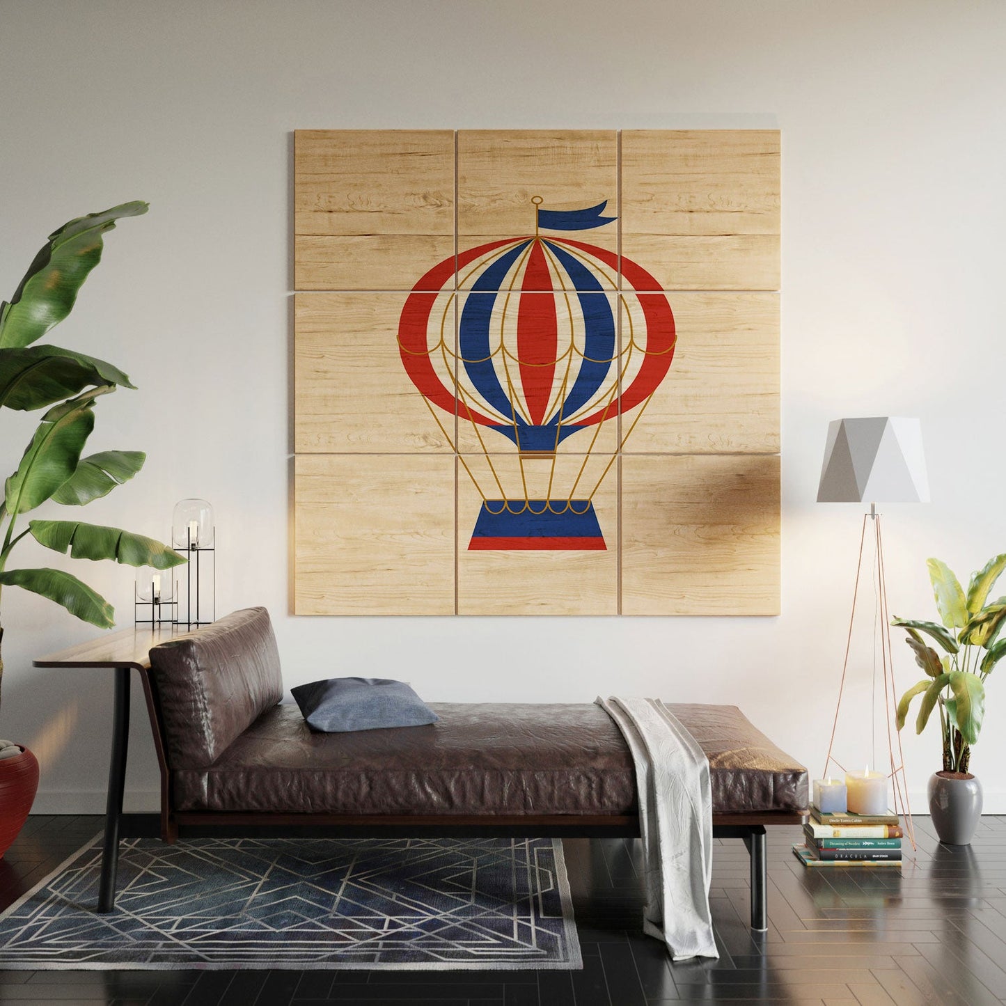 Intemporalis Vintage Hot Air Balloon Blue Wood Wall Mural