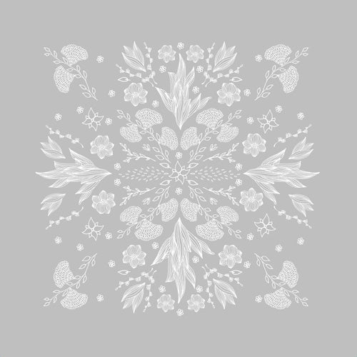 Iveta Abolina White Floral Gray II Shower Curtain
