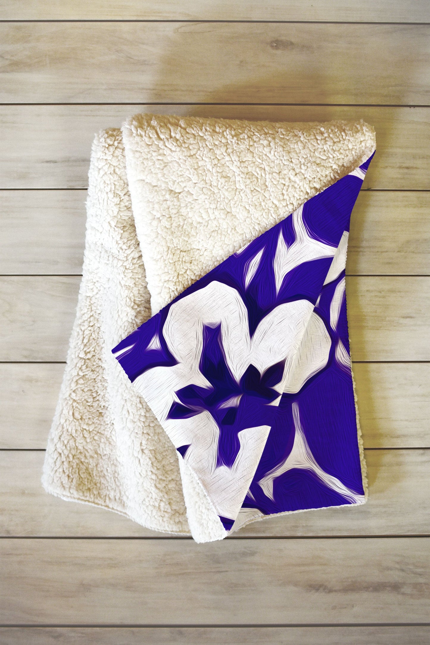 Jacqueline Maldonado Painted Floral Cobalt Fleece Throw Blanket