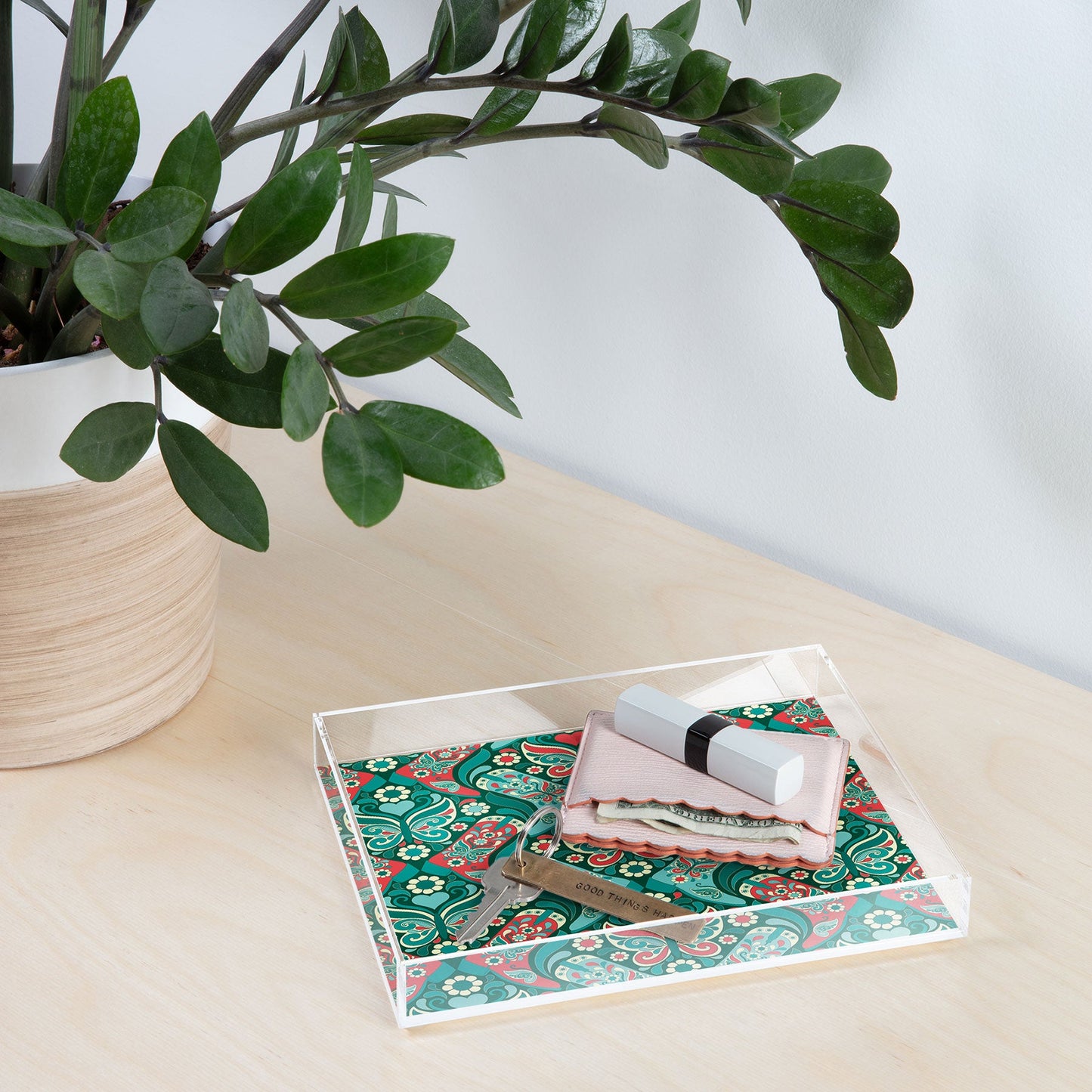 Jenean Morrison Boots and Butterflies Blue Acrylic Tray