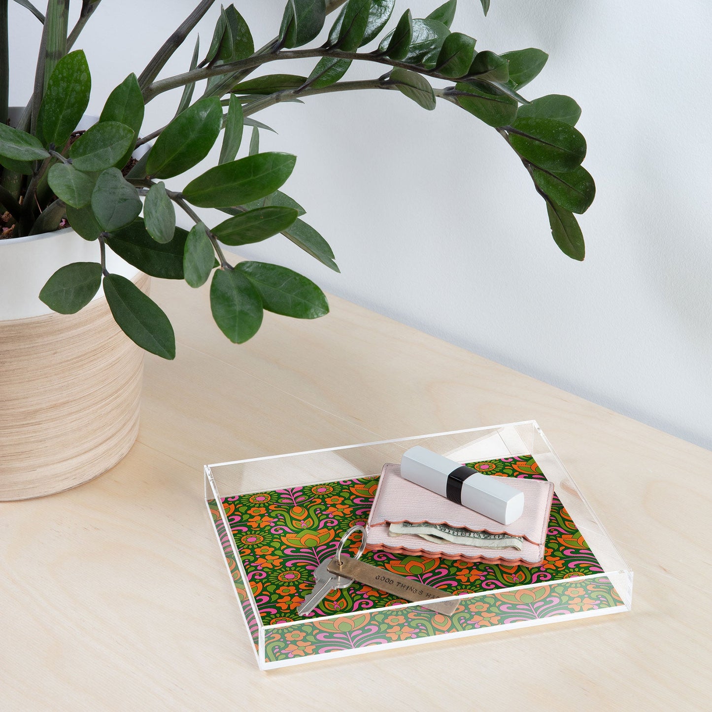 Jenean Morrison Climbing Floral Green Acrylic Tray