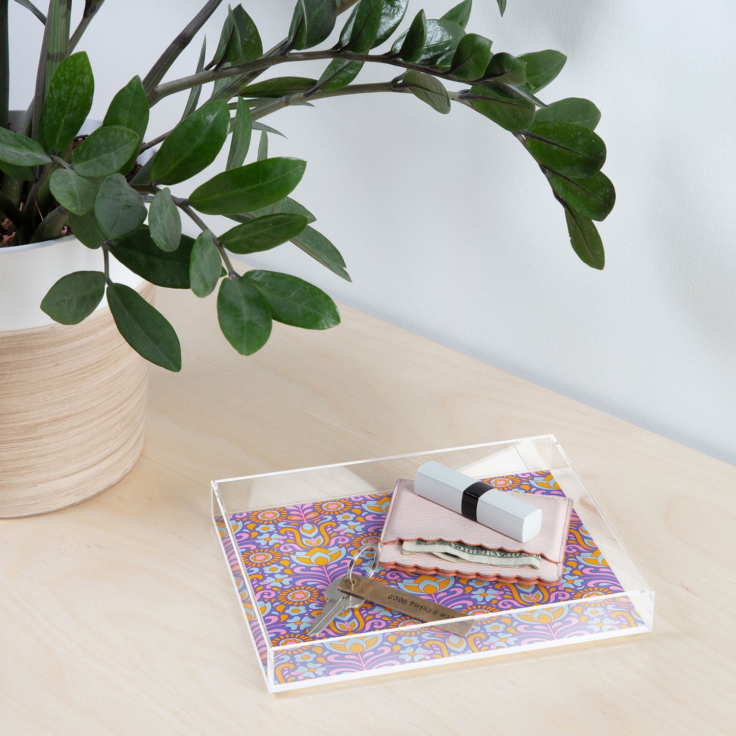 Jenean Morrison Climbing Floral Lilac Acrylic Tray