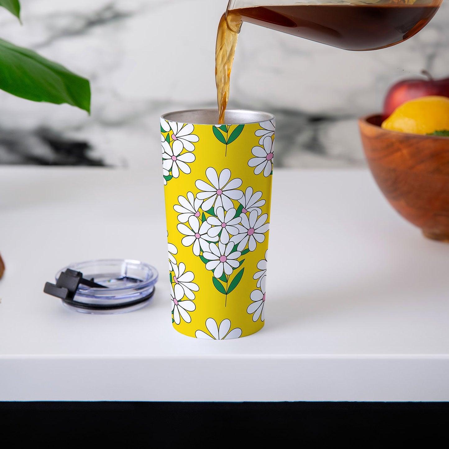 Jenean Morrison Daisy Bouquet Yellow Travel Mug