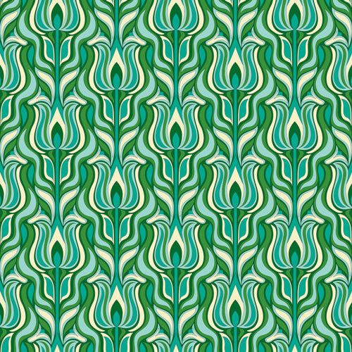 Jenean Morrison Floral Flame in Green Shower Curtain