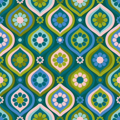 Jenean Morrison Ogee Floral Blue Shower Curtain