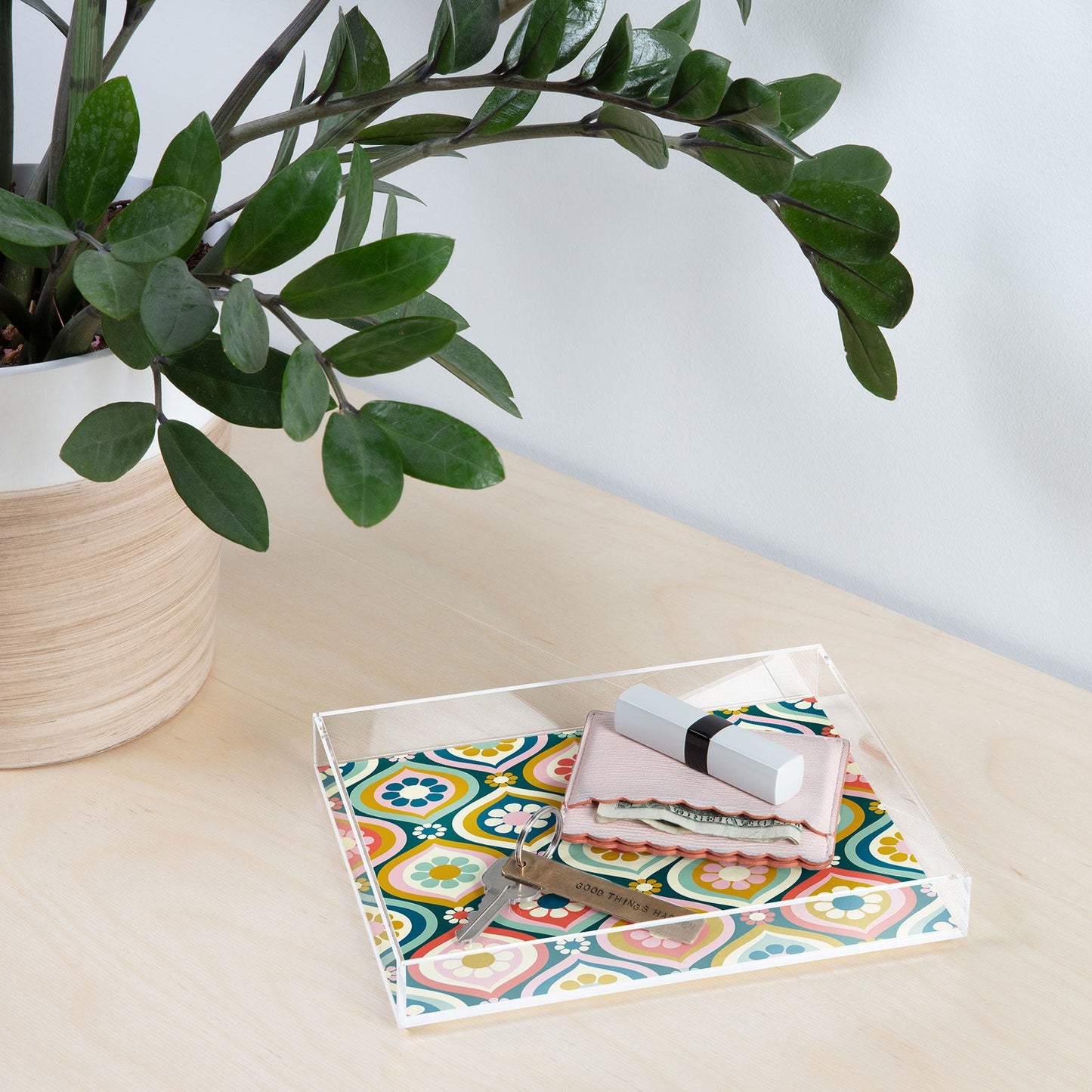 Jenean Morrison Ogee Floral Multicolor Acrylic Tray