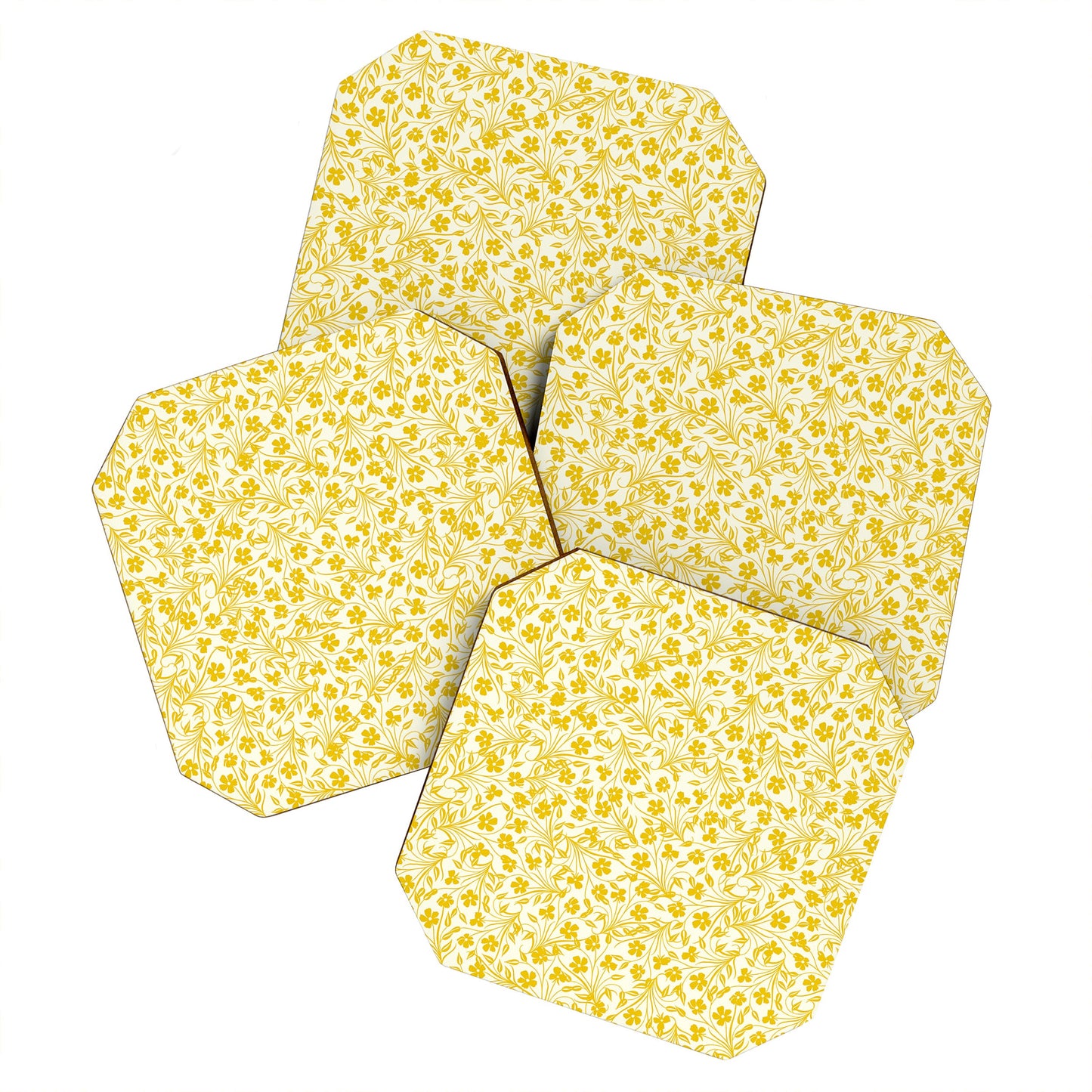Jenean Morrison Pale Flower Yellow Coaster Set