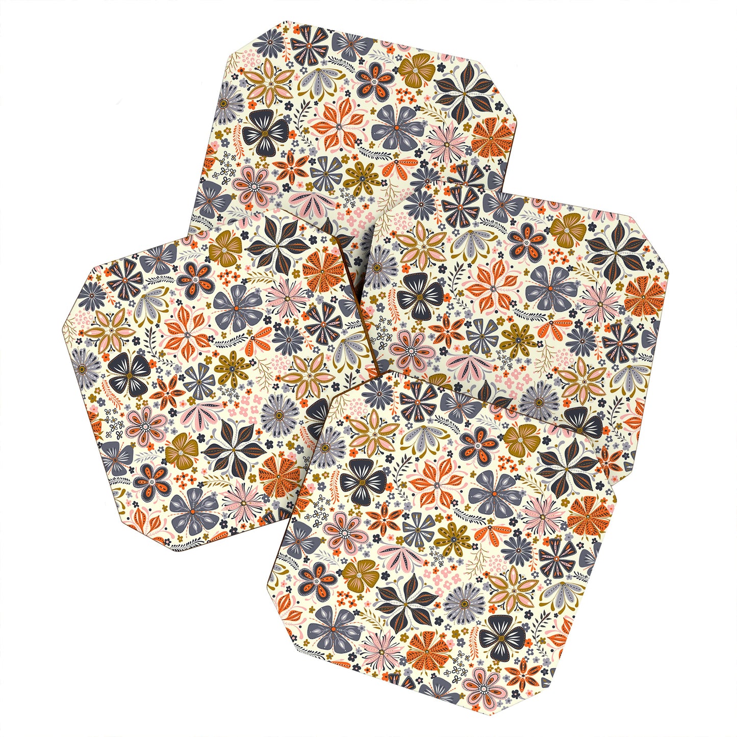 Jenean Morrison Petal Pop in Blue Coaster Set