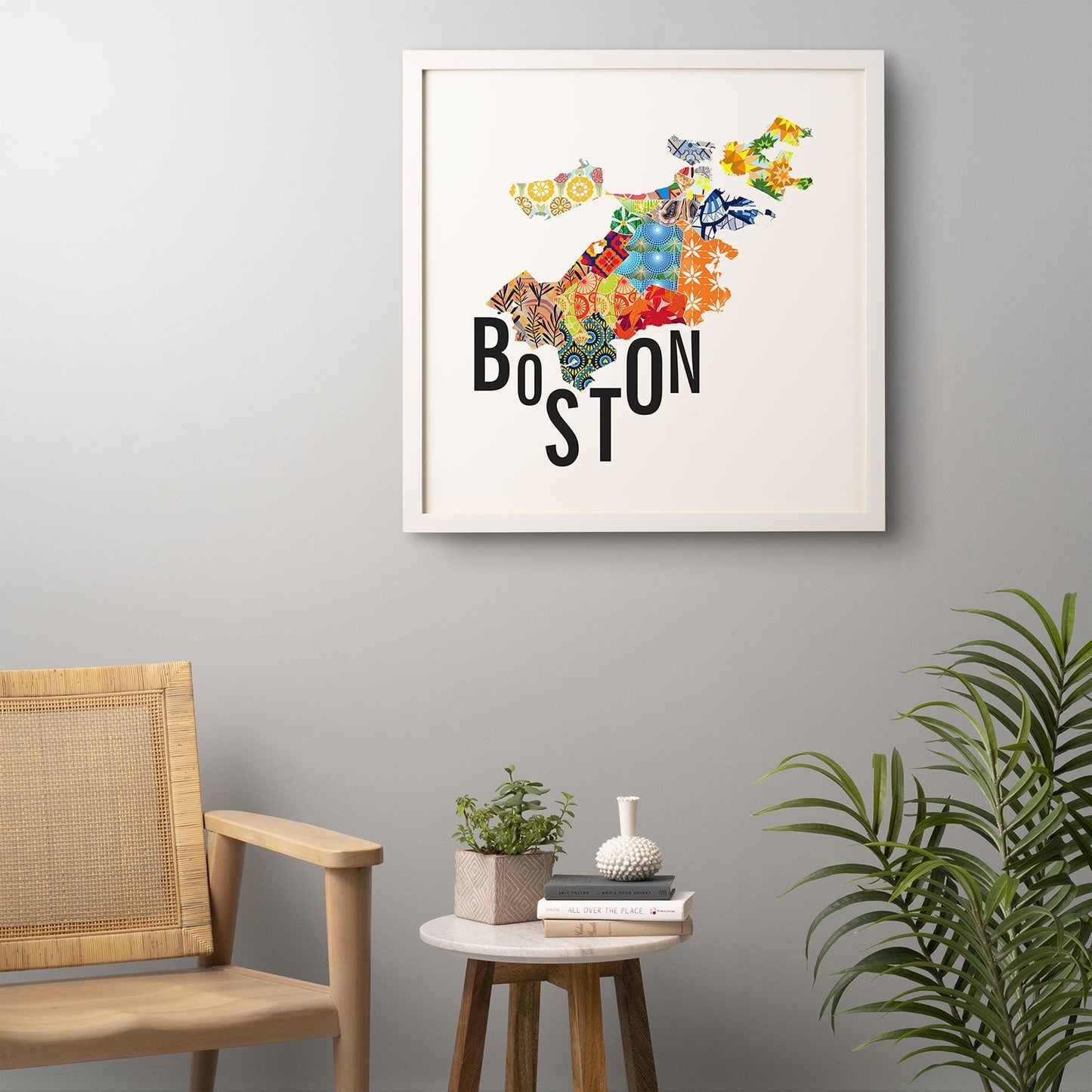 Jennifer Hill Boston Map Framed Wall Art