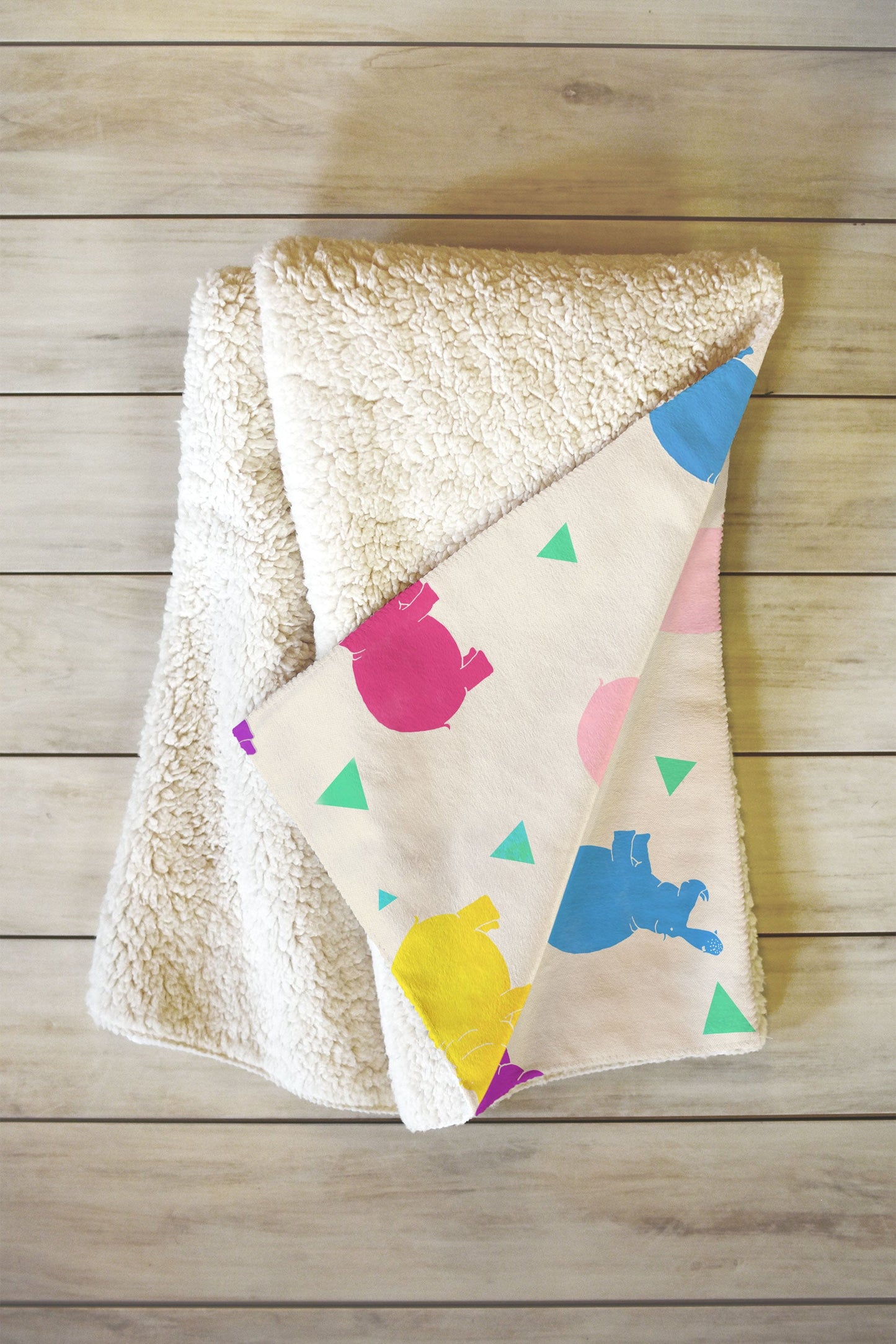 Kangarui Happy Hippo Party Fleece Throw Blanket