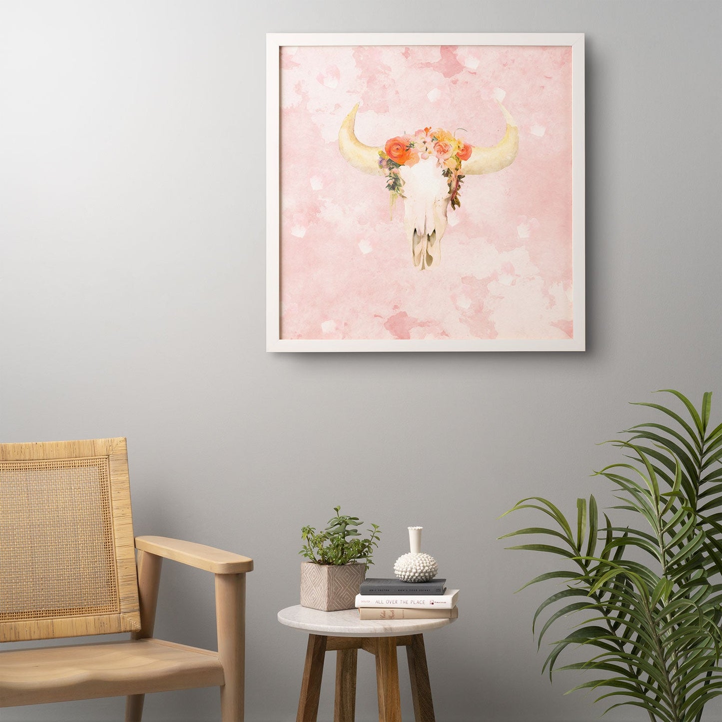 Kangarui Romantic Boho Buffalo Framed Wall Art