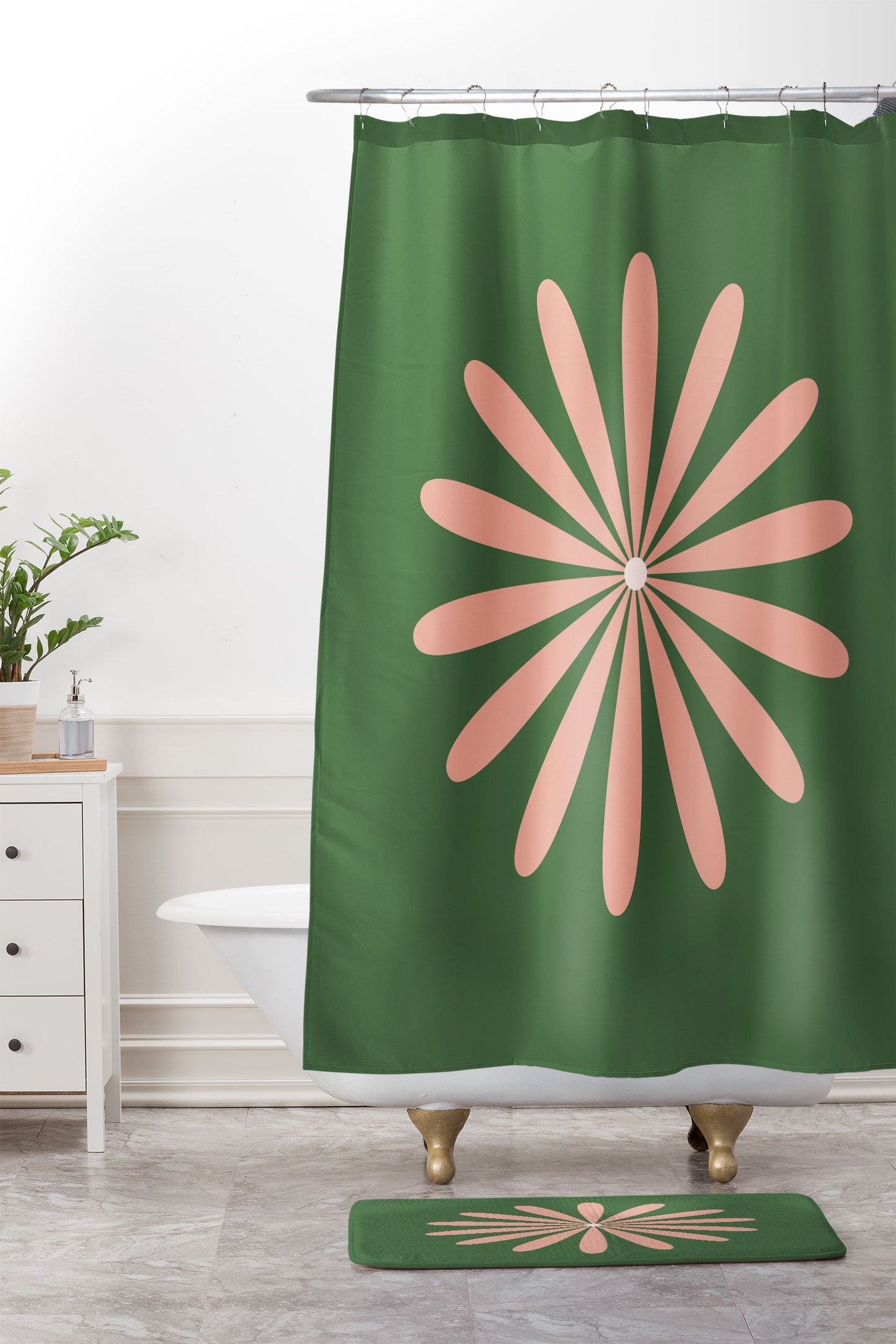 Kierkegaard Design Studio Big Daisy Retro Minimalism Memory Foam Bath Mat