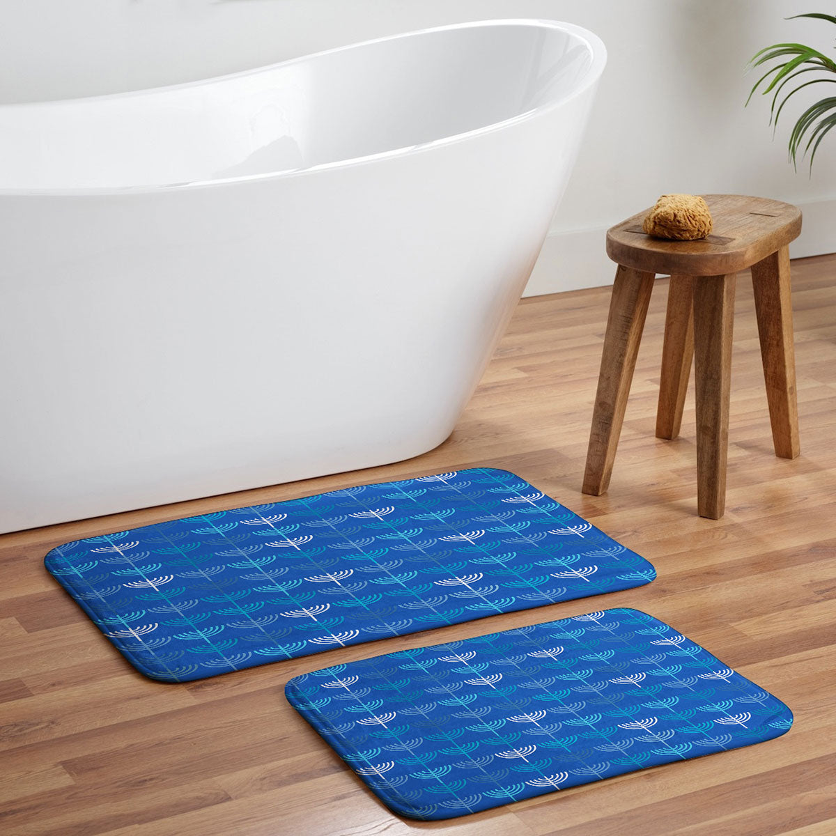 Kierkegaard Design Studio Hanukkah Chanukah Menorah Memory Foam Bath Mat
